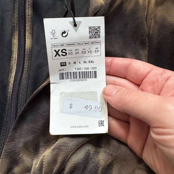 Zara Black and Brown Long Sleeve Dress - Picture 4 of 8